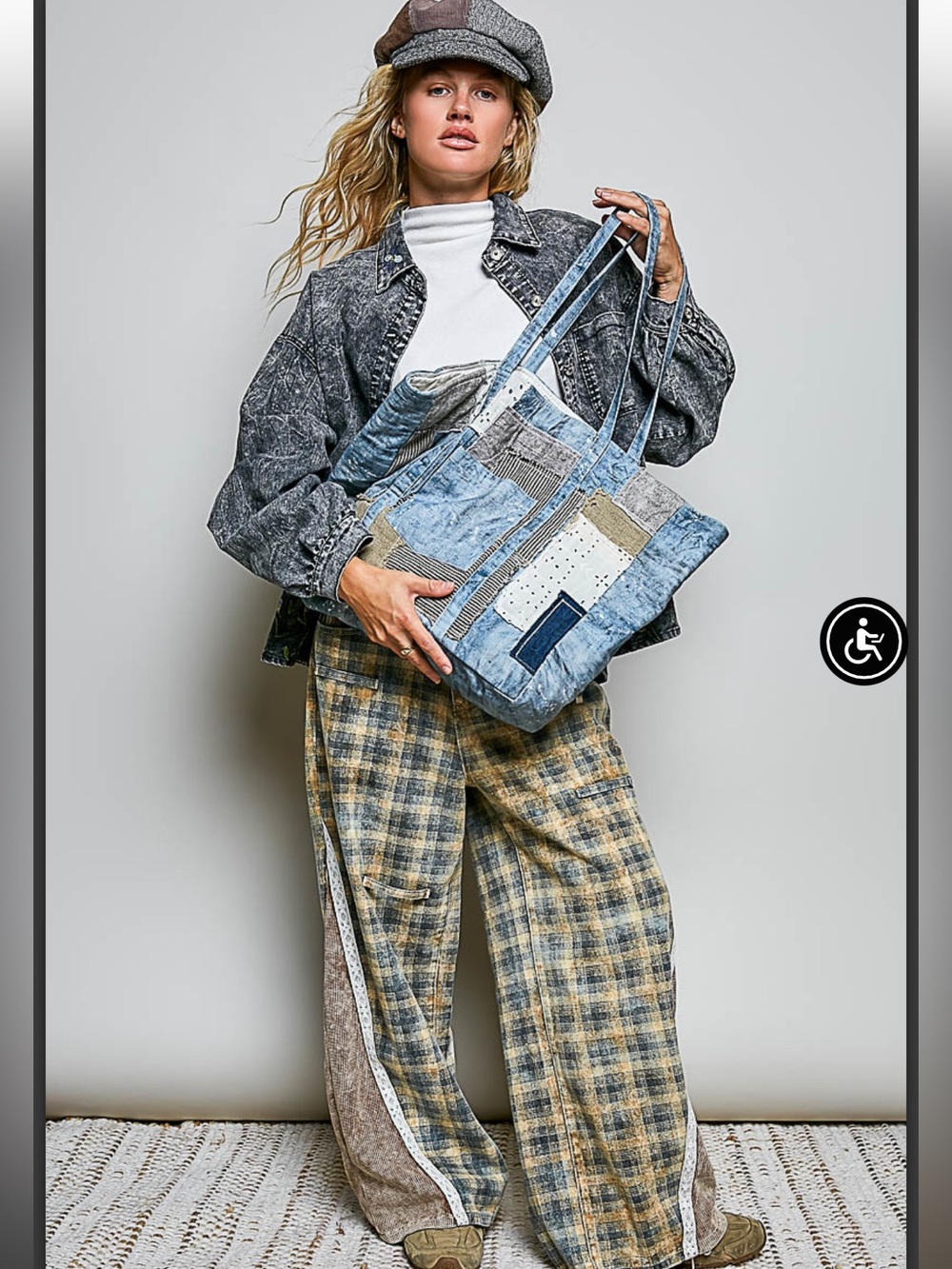 SMQB97 Pol Light Denim Patchwork Tote